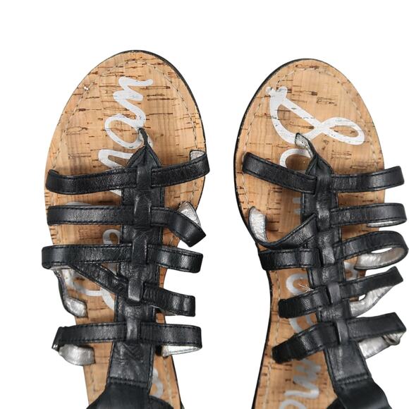 Sam Edelman Shoes Womens 7.5 Sandal Leather Caged Buckle Strappy Low Wedge Donna - Picture 7 of 12